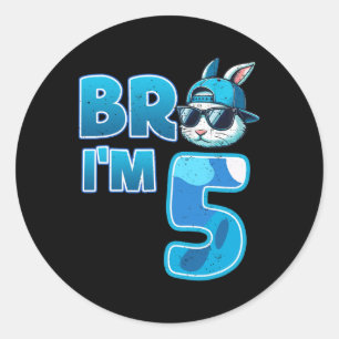 Bro I'm 5誕生日少年5th一致するイースターバニーR ラウンドシール