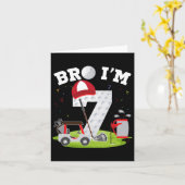 Bro I'm 7歳ゴルフテーマ7番目誕生日ゴルファー カード (黄色い花)