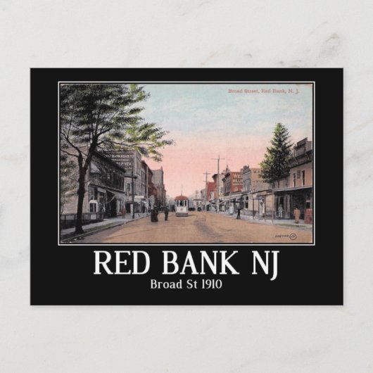 Broad St, Red Bank, New Jersey, 1910ヴィンテージ ポストカード (正面)