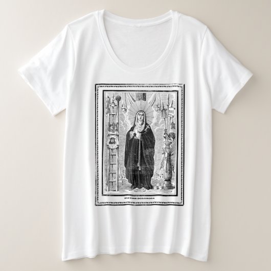 Broadsheet with the Virgin of Sorrows プラスサイズTシャツ (デザイン正面)