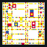 Broadway Boogie Woogie ポスター<br><div class="desc">A digital interpretation of Piet Mondrian's 1943 composition. This differs in that it adheres rigidly to a fixed grid lacking in the original.</div>