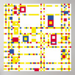 Broadway Boogie Woogie ポスター<br><div class="desc">A digital interpretation of Piet Mondrian's 1943 composition. This differs in that it adheres rigidly to a fixed grid lacking in the original.</div>