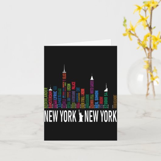 Broadway Theaters New York Skyline  カード (黄色い花)