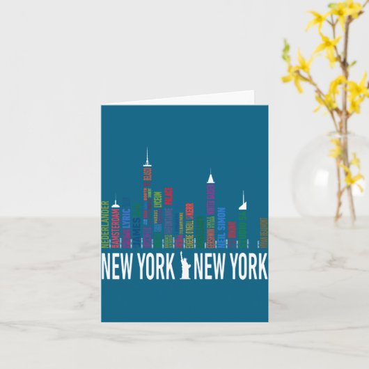 Broadway Theaters New York Skyline  カード (黄色い花)