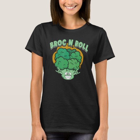Broc N Roll   Vegan Vegetarian Broccoli Vegetable Tシャツ (正面)