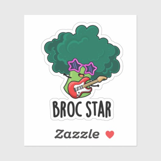 Broc Star Funny Brocolli Rock Star Pun シール (シート)
