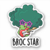 Broc Star Funny Brocolli Rock Star Pun シール (正面)
