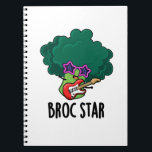 Broc Star Funny Brocolli Rock Star Pun ノートブック<br><div class="desc">Broc Star おもしろい Brocolli Rock Star Punはエレキギターとスターサングラスで揺れる可愛いBrocoliを搭載。可愛いブロコリーパンを愛する家族や友人のための完璧なパンプギフト。</div>