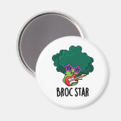 Broc Star Funny Brocolli Rock Star Pun マグネット (正面/裏面)