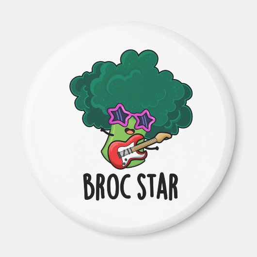 Broc Star Funny Brocolli Rock Star Pun マグネット (正面)