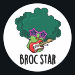 Broc Star Funny Brocolli Rock Star Pun ラウンドシール<br><div class="desc">Broc Star おもしろい Brocolli Rock Star Punはエレキギターとスターサングラスで揺れる可愛いBrocoliを搭載。可愛いブロコリーパンを愛する家族や友人のための完璧なパンプギフト。</div>