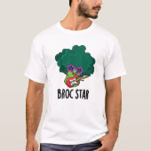 Broc Star Funny Brocolli Rock Star Pun Tシャツ (正面)