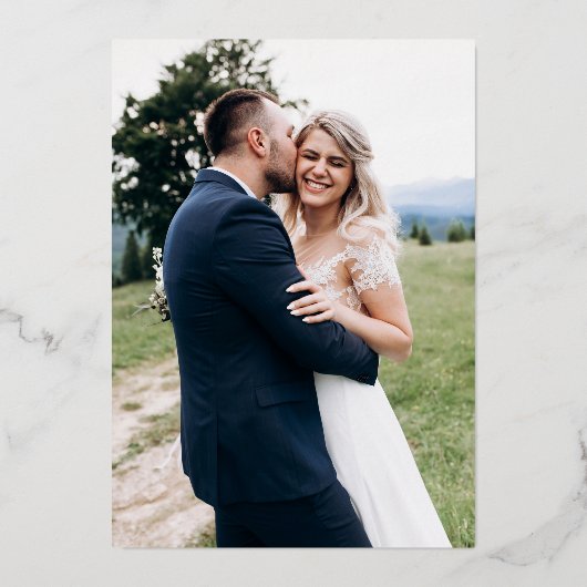 Brocadeレースエレガントフォトウェディングパーティー 箔招待状 (裏面)