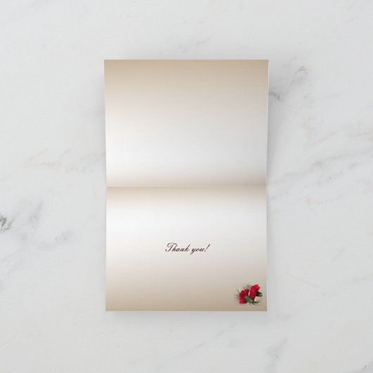 Brocade上のカーネーションありがとう サンキューカード (内部)