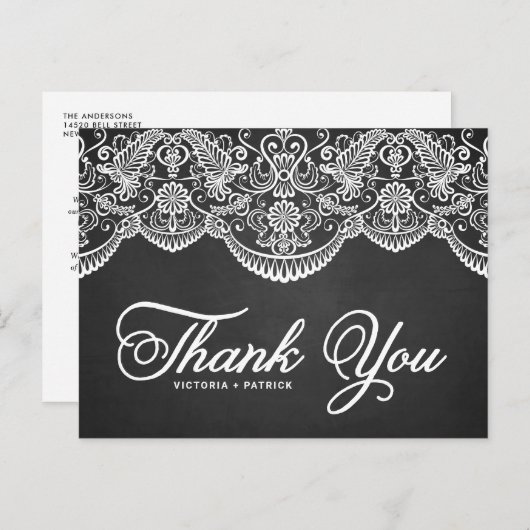 Brocade Lace素朴の結婚ありがとうはがき ポストカード (正面/裏面)