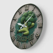 Brocco Life Funny Broccoli Cute Vegetable Kitchen  ラージ壁時計 (傾斜)