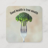 Broccoli Floret On a Fork With Quote スクエア名刺 (正面)