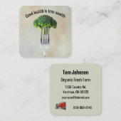 Broccoli Floret On a Fork With Quote スクエア名刺 (正面/裏面)