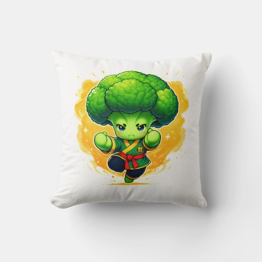 Broccoli Karate Kid — Cute Veggie Warrior クッション (正面)