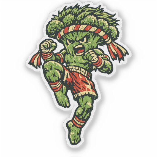 Broccoli Muay Thai — Vintage Retro Street Fighter  シール (正面)