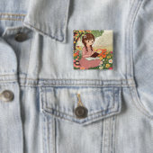 Broche Botton quadrado Menina no Jardim 缶バッジ (インサイチュ)