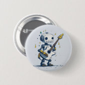 broche robot AI guitar hobby funny 缶バッジ (正面&裏面)