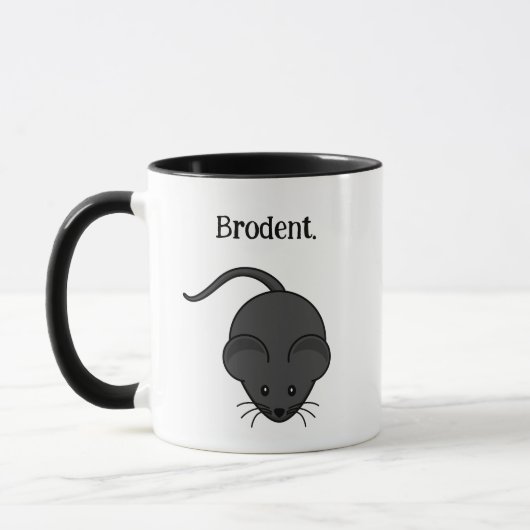 Brodent Bro Cartoon, Funny Gray Rat or Mouse Pun  マグカップ (左)