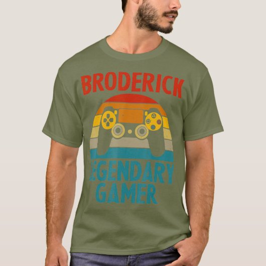 BRODERICKギフト名ゲパーソナライズされたームおもしろい Tシャツ (正面)