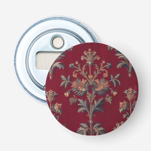 broderie medievale fleurie en rouge bordeaux 栓抜き (正面)