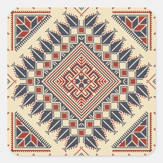 Broderie palestinienne traditionnelle スクエアシール (正面)