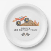 BRODIレッドモンスタートラックボーイ誕生日 ペーパープレート (正面)