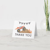 BRODIレッドモンスタートラック誕生日パーティー サンキューカード (正面)