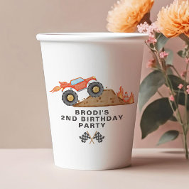 BRODI レッドモンスタートラック 男の子 誕生日 紙コップ