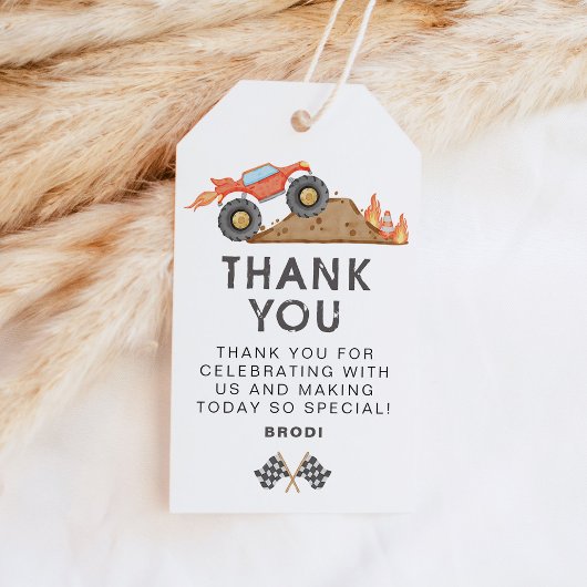 BRODI レッド モンスター トラック 誕生日パーティーの景品 ギフトタグ
