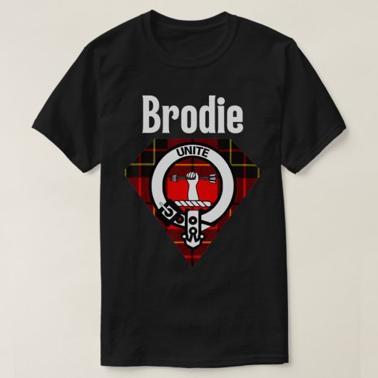Brodie Clan Scottish Name Coat Of Arms Tartan  Tシャツ (デザイン正面)