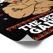 Brodolf Funny Christmas Buff Reindeer Gym Bodybuil ポスター (角)