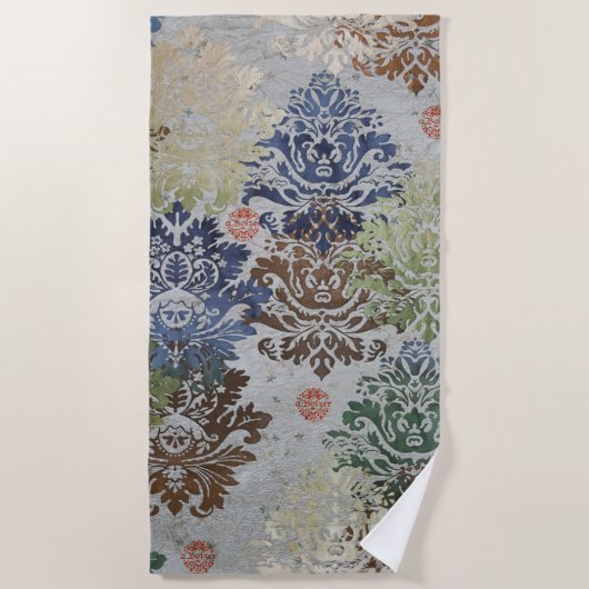 Brokatmuster aus einer Stoffkollage ビーチタオル (正面)