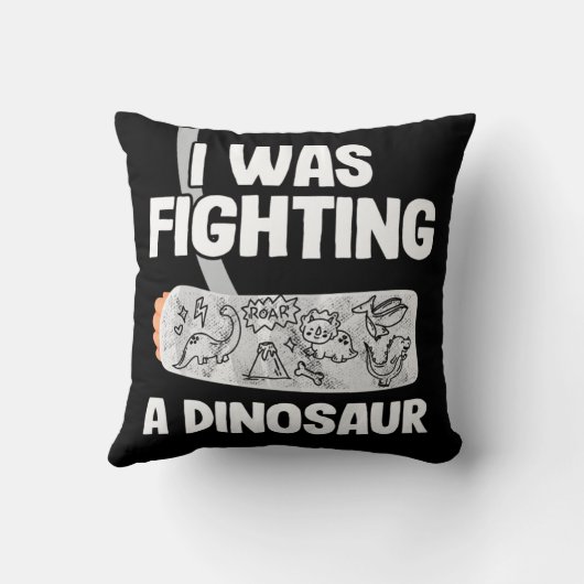 Broken Arm Get Well Soon I Was Fighting A Dinosaur クッション (裏面)