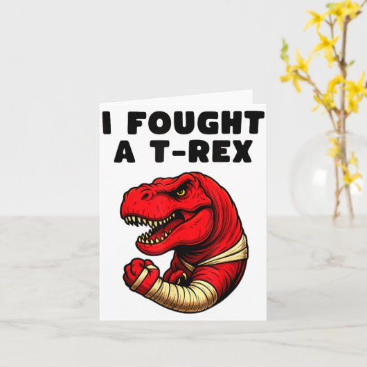 Broken Arm Recovery T-rex Kids Boys Dinosaur  カード (黄色い花)