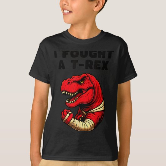 Broken Arm Recovery T-rex Kids Boys Dinosaur  Tシャツ (正面)