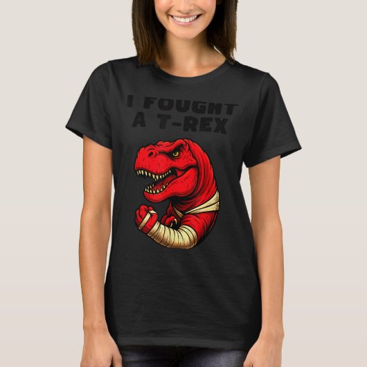 Broken Arm Recovery T-rex Kids Boys Dinosaur  Tシャツ (正面)