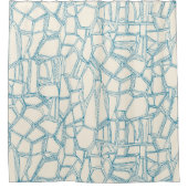 BROKEN BLUEオフ白 シャワーカーテン (正面)