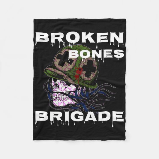 Broken+Bones+Brigade' ドクロ スケボ フリースブランケット (正面)