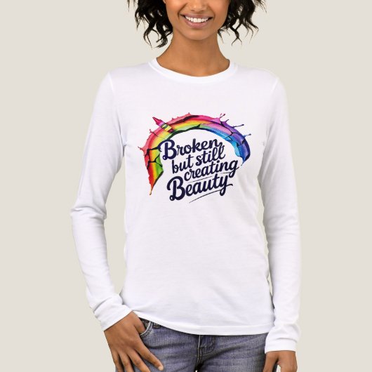 "Broken But Still Creating Beauty" Mental Health トライブレンドＴシャツ (正面)
