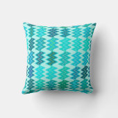 Broken Chevron – 水色と青の色合い クッション (裏面)