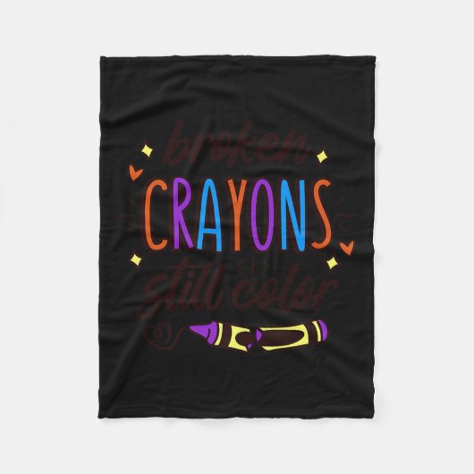 Broken Crayons Still Colour Mental Health Awarenes フリースブランケット (正面)