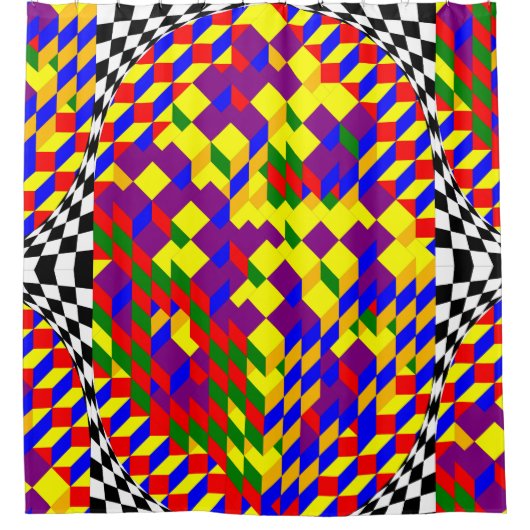 Broken Cube by Kenneth Yoncich シャワーカーテン (正面)