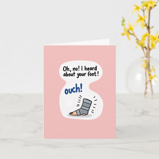 Broken Foot Get Well Soon Funny Paper Card カード (黄色い花)