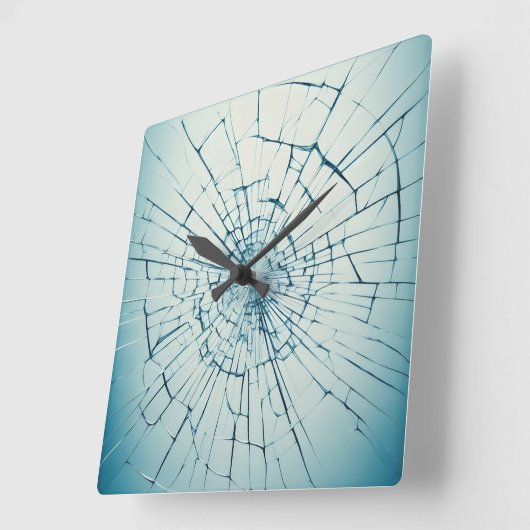 broken glass, cracked スクエア壁時計 (傾斜)
