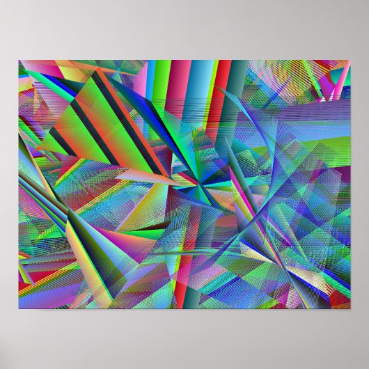 Broken Glass Ruptured Mirror Line Art ポスター (正面)